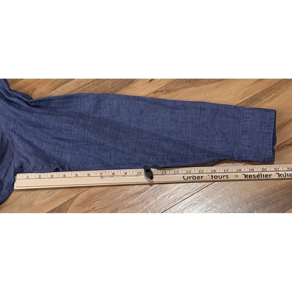Banana Republic Mens XL Blue 100% Linen Camden Fit Button Down Long Sleeve Shirt
